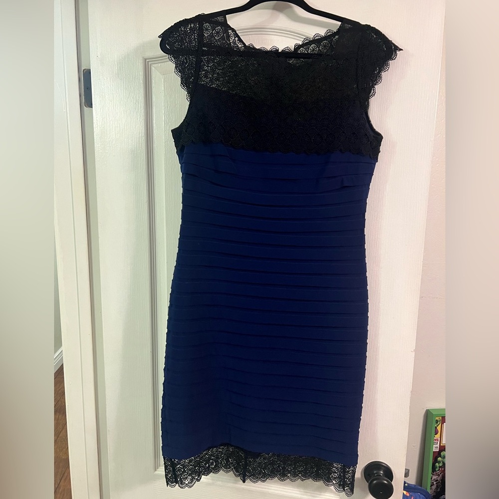 Adrianna Papell Navy Blue and Black Dress